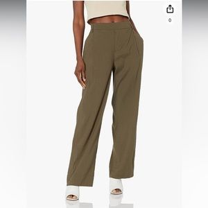 NWT VINCE Women’s Linen Wide Leg Pull On Pants Military Green